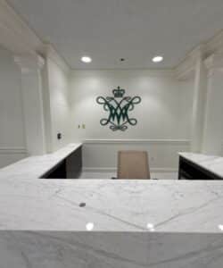 gc-commercial-william-and-mary-provost-office-reception-desk-renovation-williamsburg-va Marble reception desk renovation at William & Mary Provost Office in Blow Hall by GC Commercial