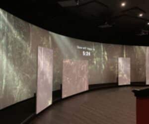 Curved projection walls installed during Jamestown Settlement Main Gallery renovation