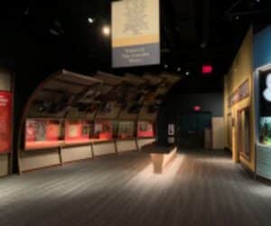Renovated historical exhibit hall inside Jamestown Settlement Main Gallery